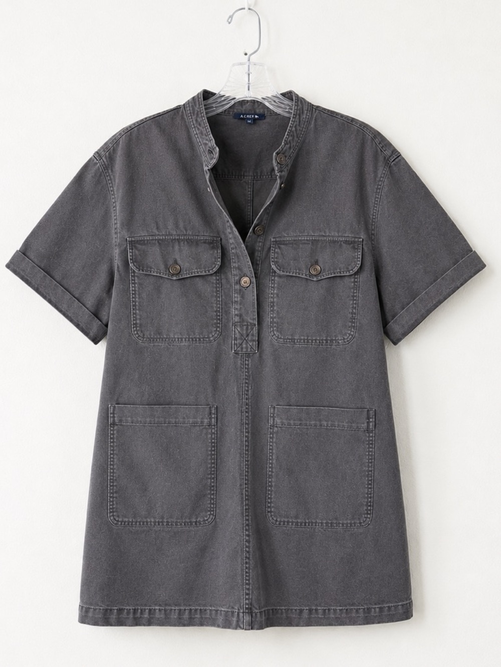 SOEUR Unique Mini Dress Charcoal Gray Utility Pocket Relaxed Cotton 38 US Size 6 - Picture 3 of 9